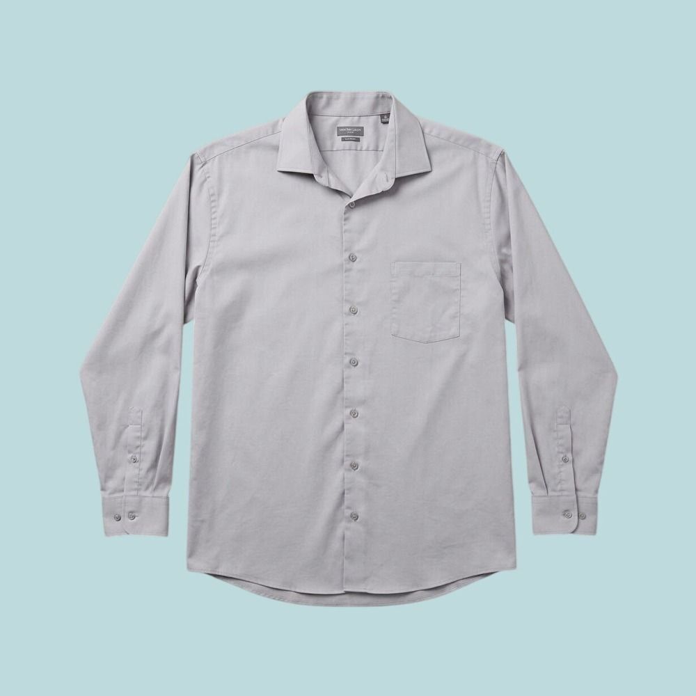 Grey Regular Fit Button Down Shirt XLarge Business Casual Office Professional